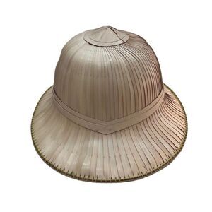 Vintage Hand Woven Colonial Explorer Straw Sun Hat OS Tan Traditional Gardening